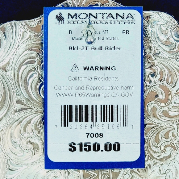 Montana Silversmiths Fine Silver Scalloped Champion Bull Rider Buckle MSRP $150 - Picture 5 of 11